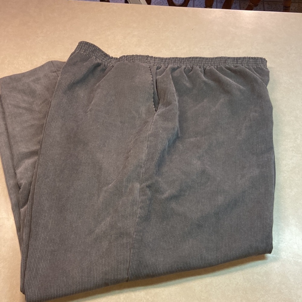 Alfred Dunner Grey Plus Size Corduroy Trouser Pant - Picture 2 of 8